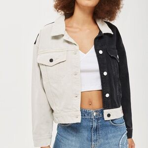 Guess Vintage Crop Trucker Jacket 1981 Colorblock Black and White Women’s XS